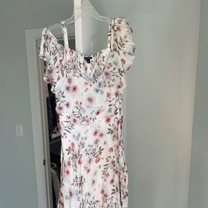 White flowered off the shoulder dress